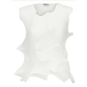Alquema Nikki Tank White Size Fit S/M Handmade Garment 100% Chiffon Sleeveless